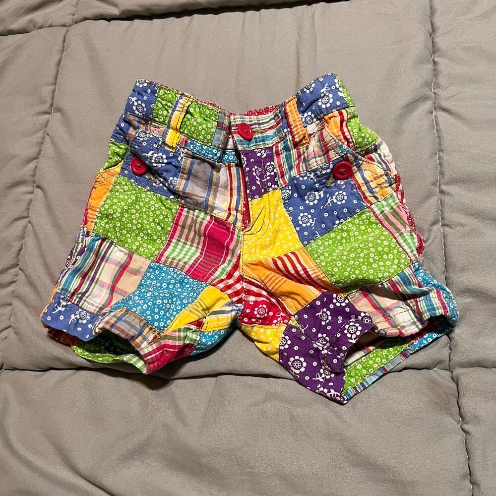 The Children’s Place Toddler Girl Madras Plaid Shorts 18 Months Purple Blue Pink